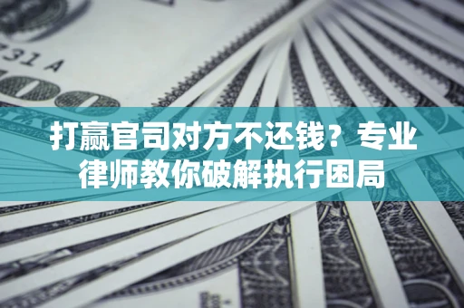 武汉打赢官司对方不还钱？专业律师教你破解执行困局